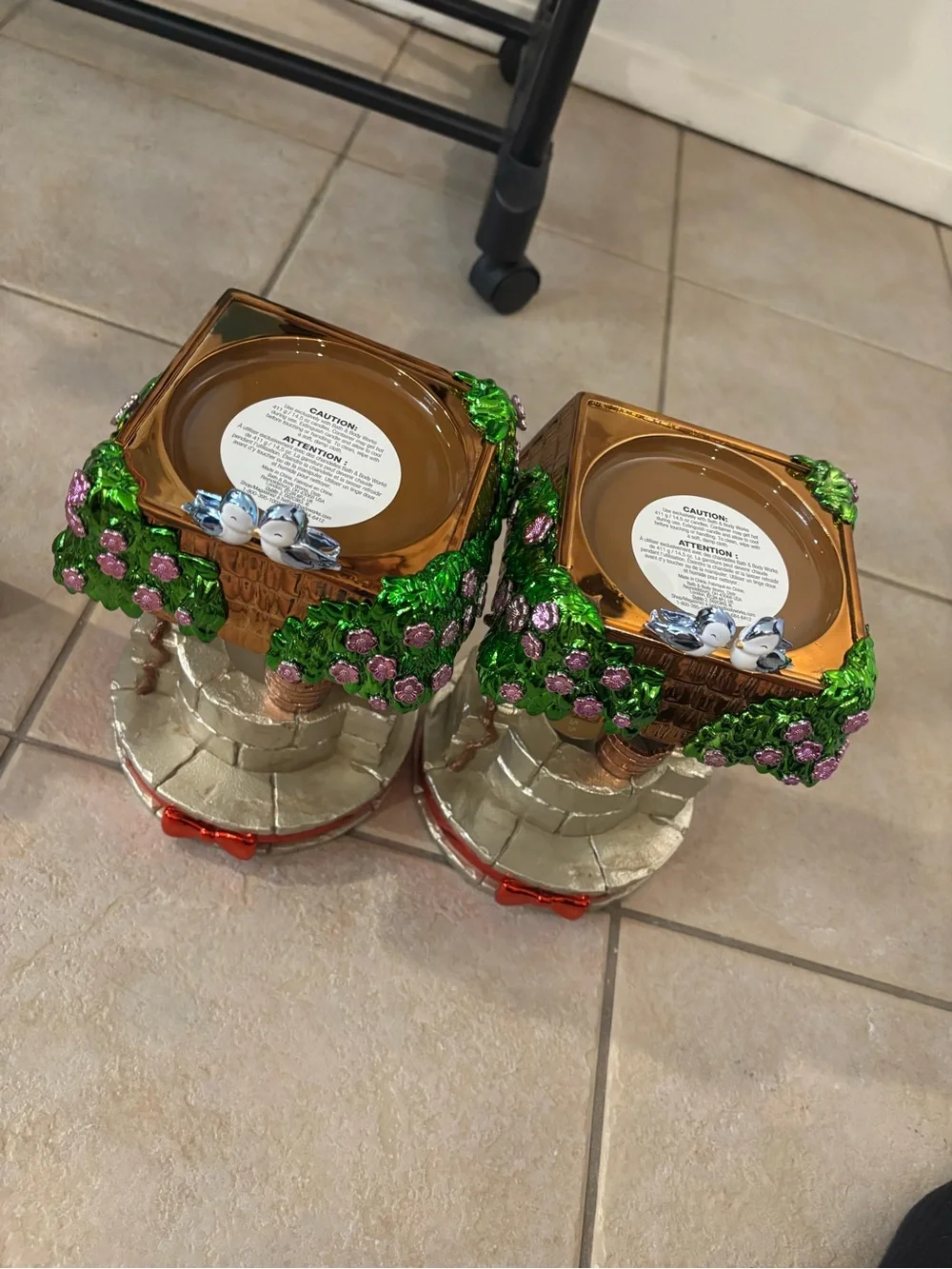 Bath and Body Works 2 Snow White 3-wick Candle Holders